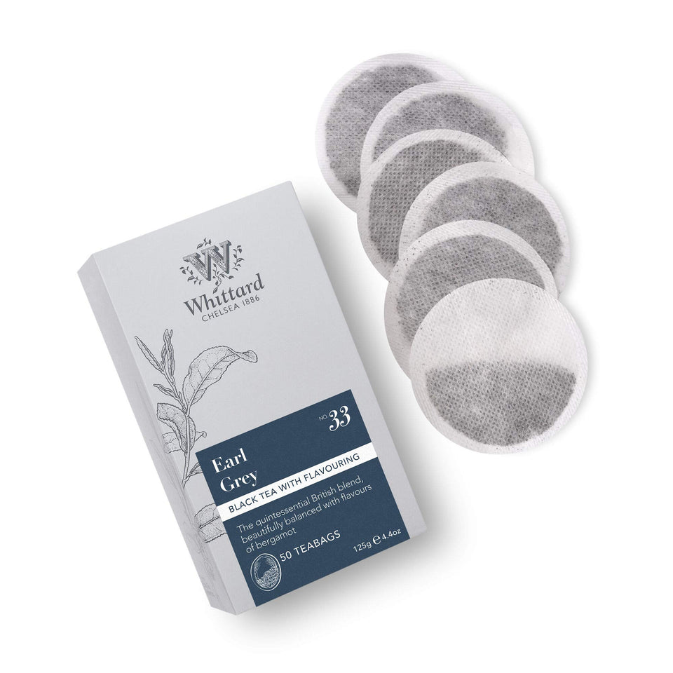 Whittard Earl Grey tea teabags with bergamot aroma for a classic afternoon cup.