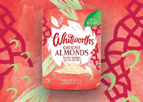 Whitworths Ground Almonds close-up texture, finely ground for smooth batters.