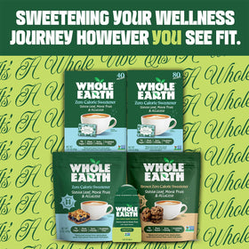 Whole Earth 400-count pouch packaging, convenient grab-and-go sweetener for daily use.