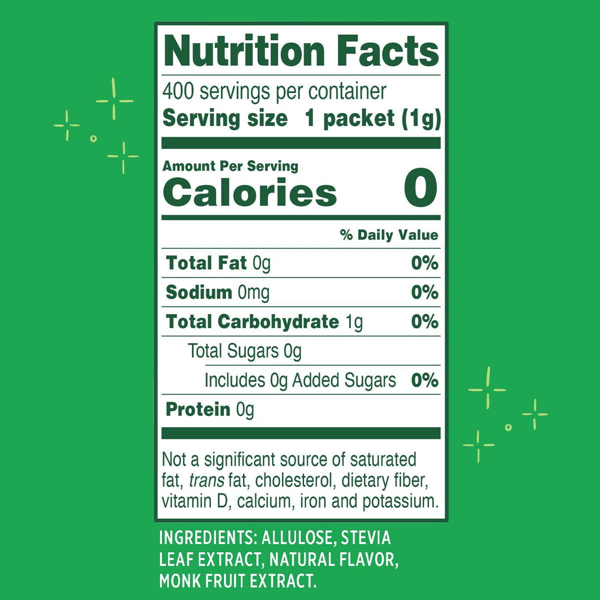 Whole Earth stevia-monk-fruit-allulose packets closeup, granulated texture ideal for measuring.