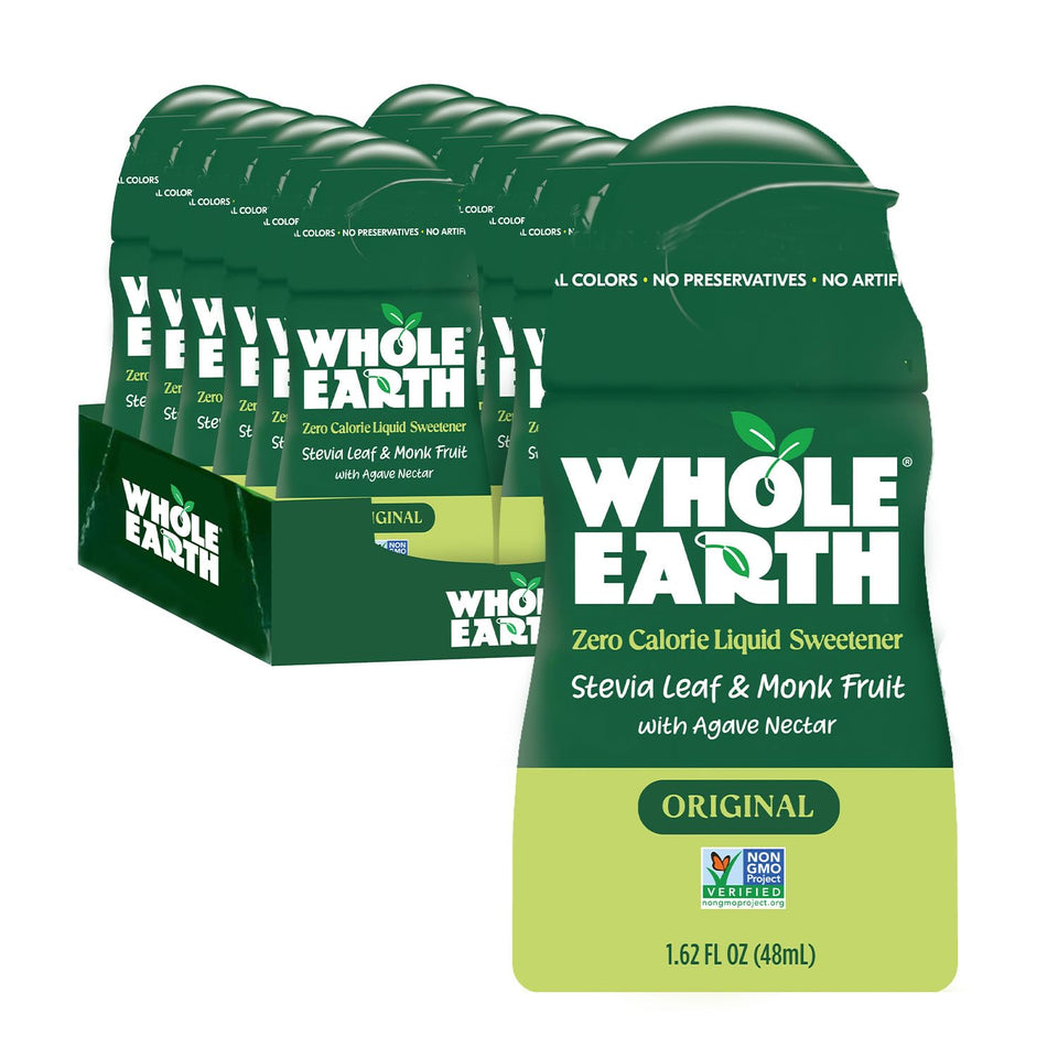 Whole Earth Original bottle shows zero-calorie sweetness for coffee and tea