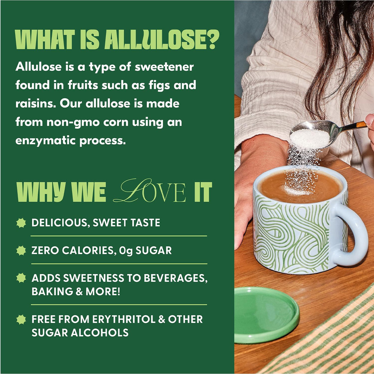 Baking scene with Whole Earth demonstrates sugar-free dessert options.