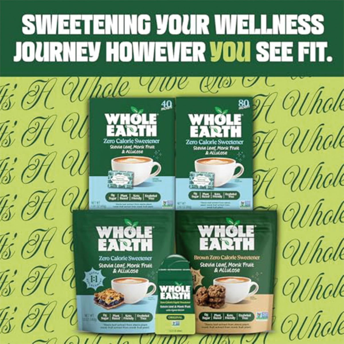 Whole Earth drops add natural sweetness to tea with zero calories.
