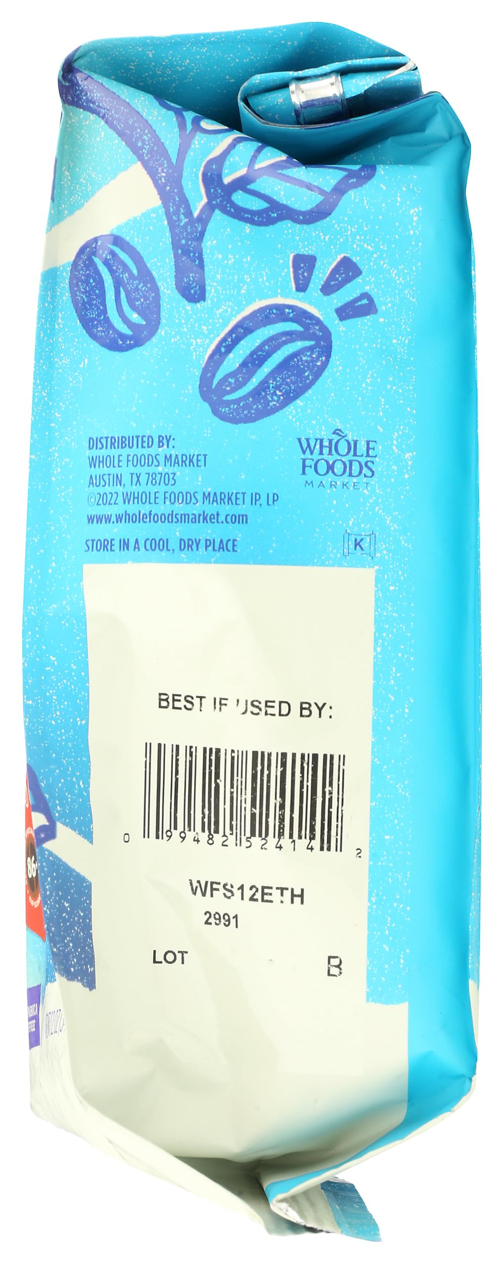 Whole Foods Market Ethiopia small-batch roast label signals peak flavor through careful roasting.