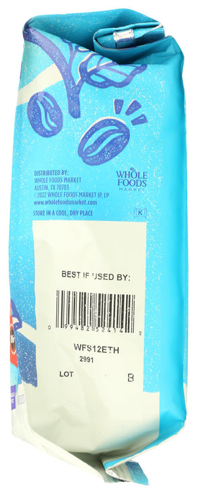 Whole Foods Market Ethiopia small-batch roast label signals peak flavor through careful roasting.
