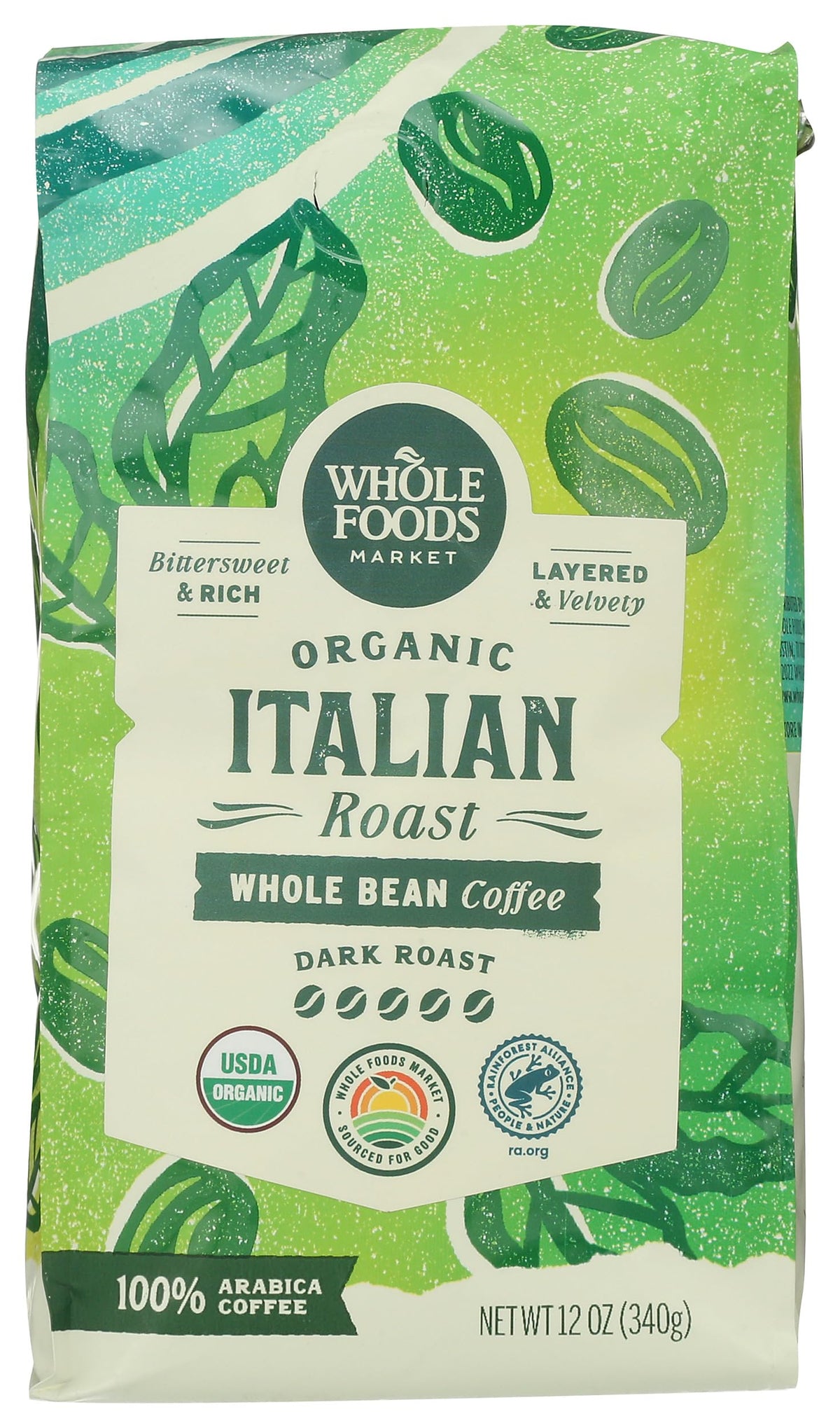 Whole Foods Market Organic coffee bag close-up preserves freshness for daily mornings