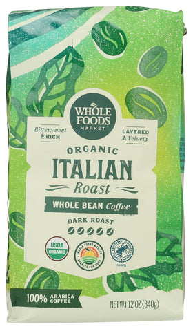 Whole Foods Market Organic coffee bag close-up preserves freshness for daily mornings