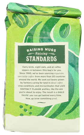 Whole Foods Market Organic Decaf Ground Coffee bag close-up for convenient storage.