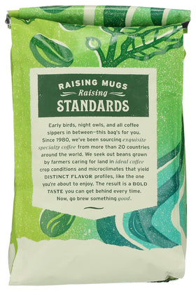 Bel Canto bag front displays organic sourcing and 12-ounce resealable packaging