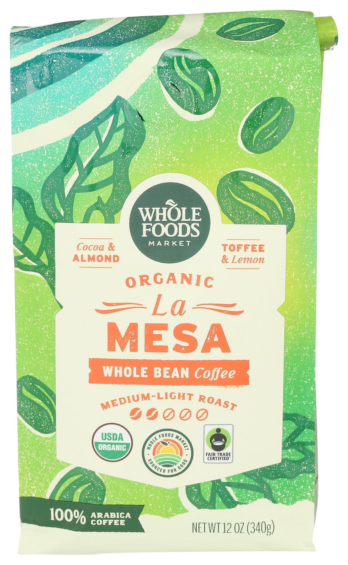 Whole Foods Market Organic La Mesa coffee bag preserves freshness and quality.