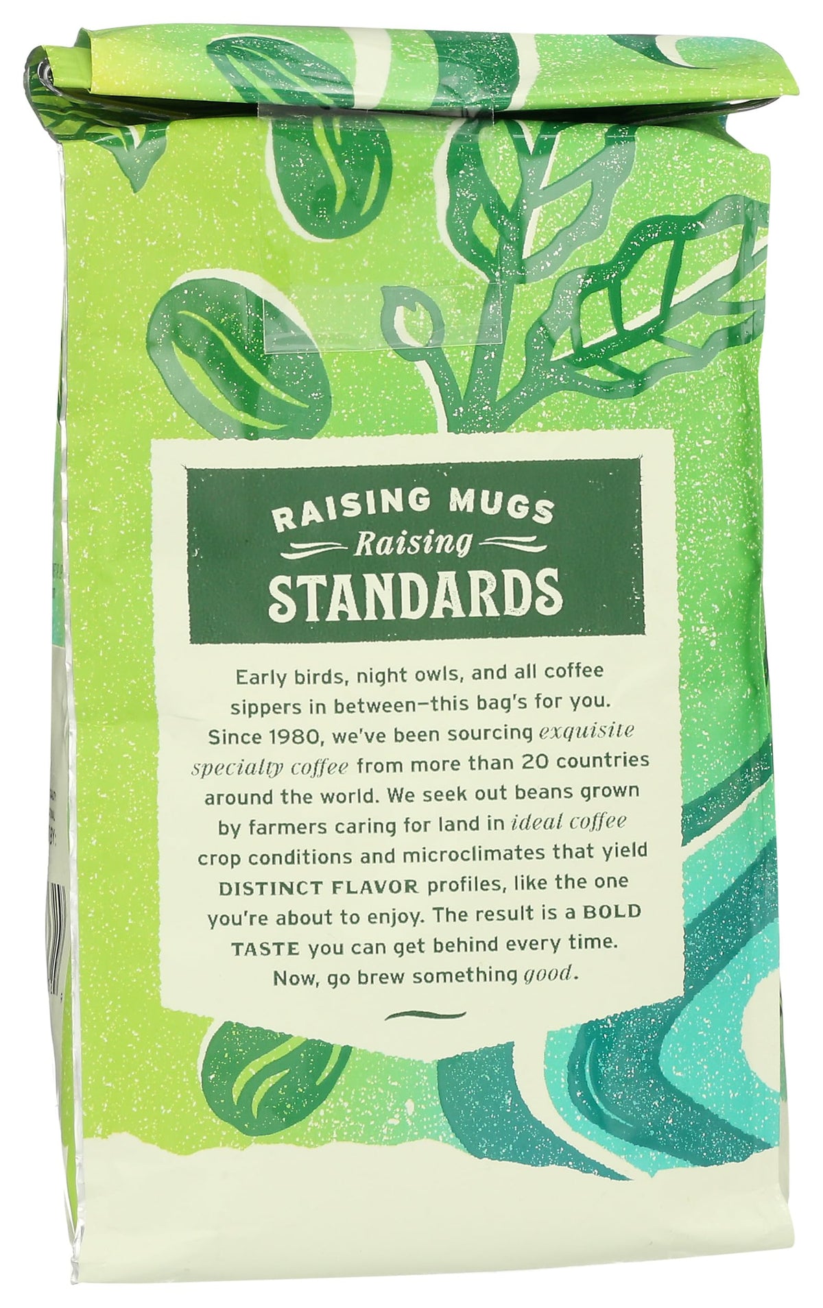 Whole Foods Market Organic La Mesa coffee beans closeup highlights aroma richness.