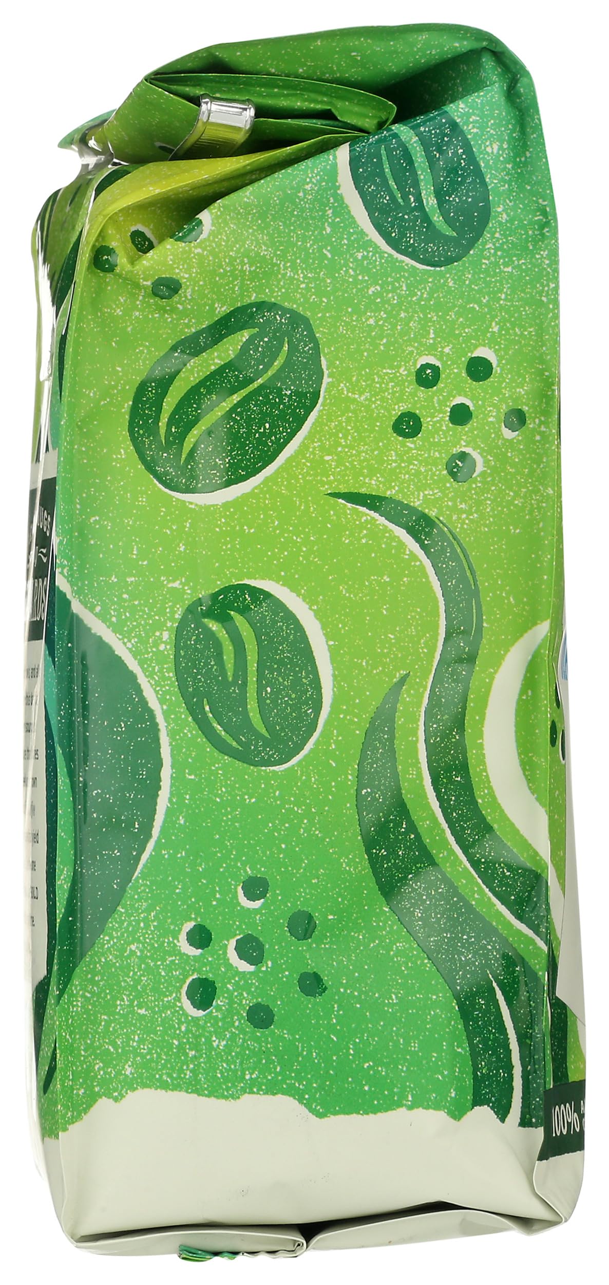 12-ounce Rainforest Blend bag on a kitchen shelf.