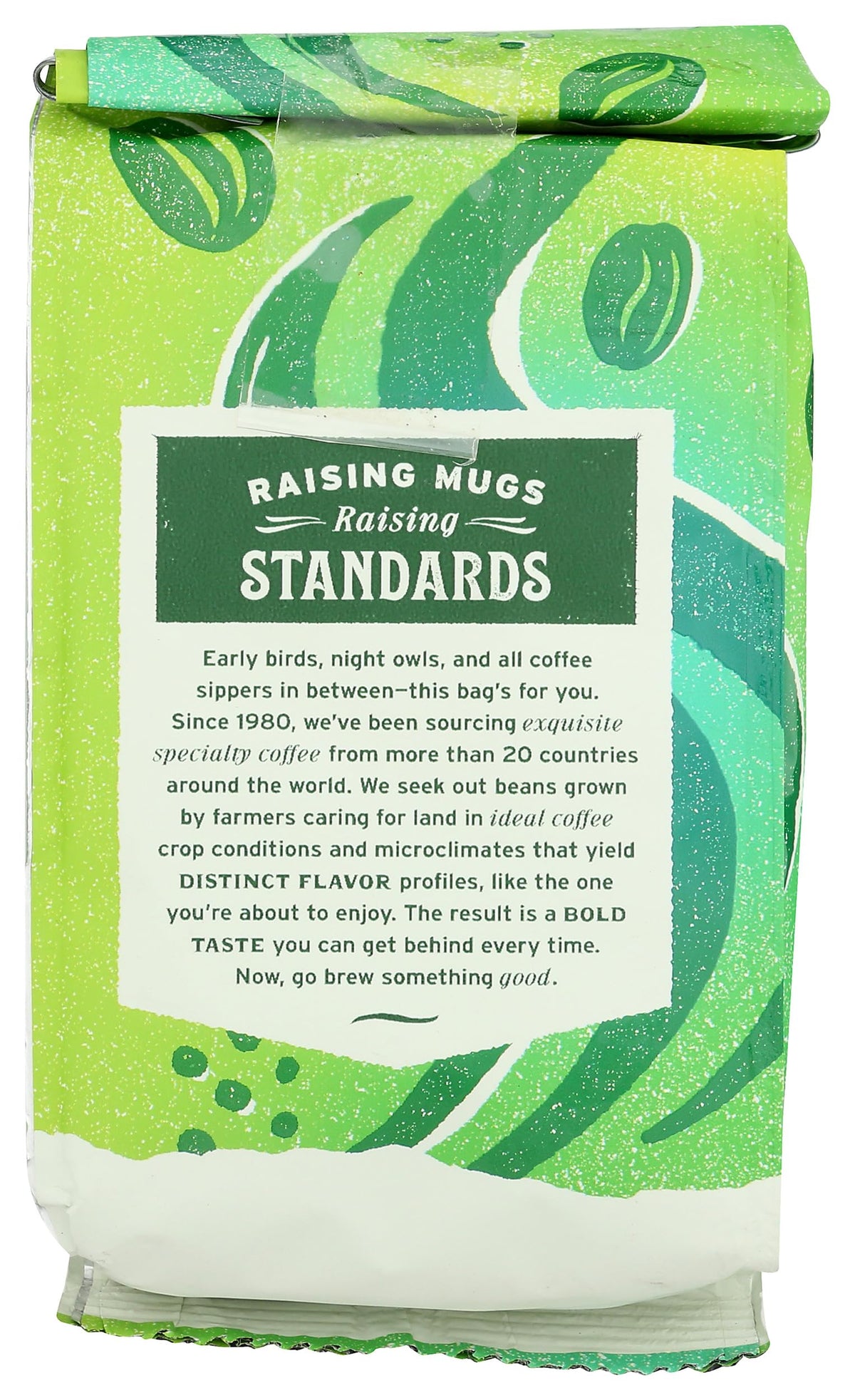 Sierra Blend medium-dark roast close-up showing rich aroma and bold flavor.