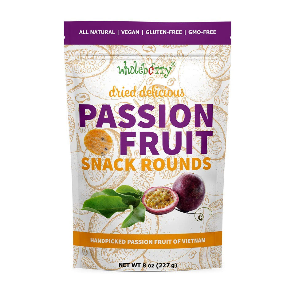 Wholeberry passion fruit maracuja dried slices offer tropical flavor for on-the-go snacking.
