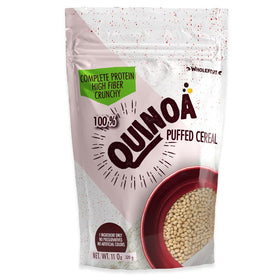 Wholefort Puffed Quinoa Cereal crisp in a bowl for a crunchy, energizing breakfast.