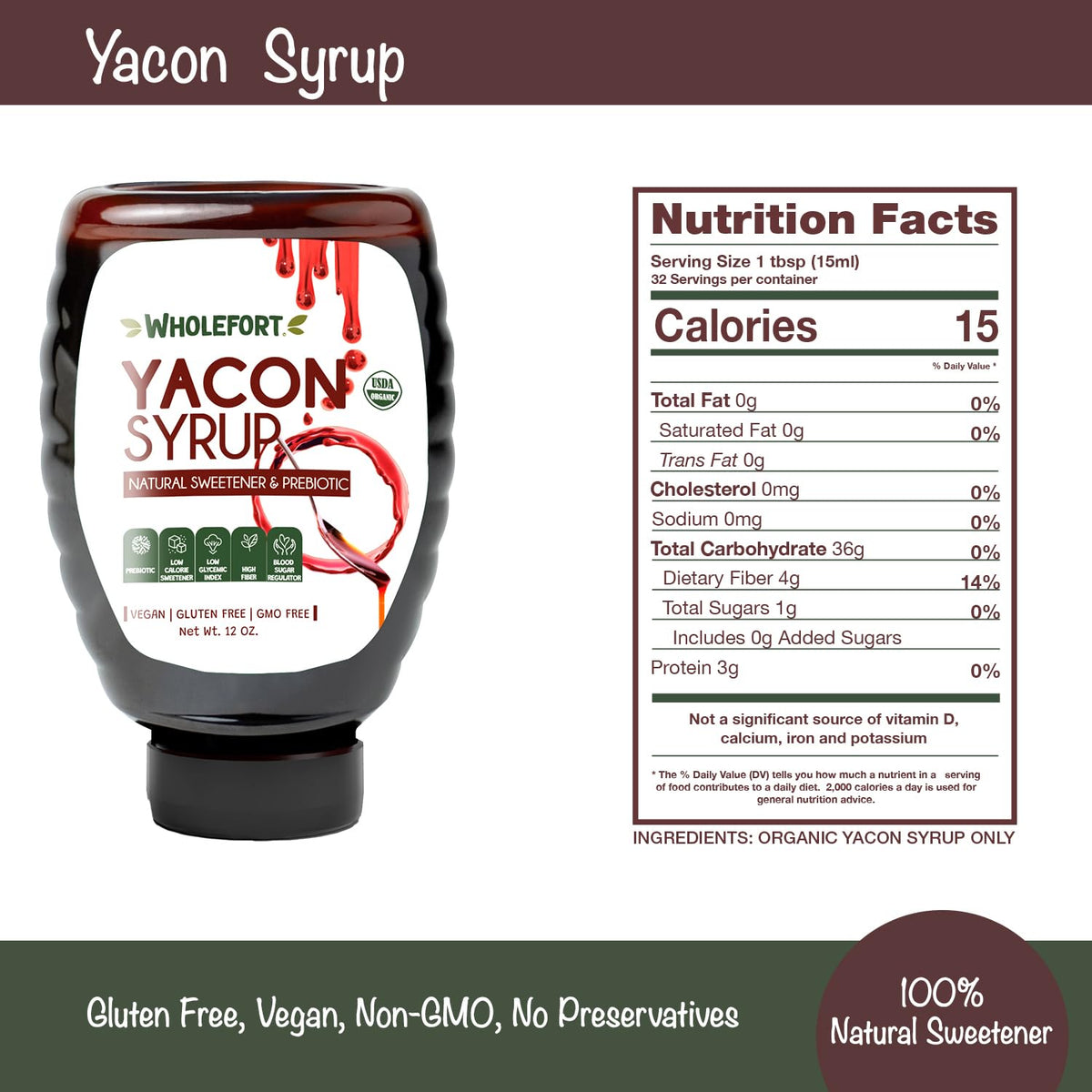 Wholefort Yacon Syrup on yogurt adds gentle flavor and texture.