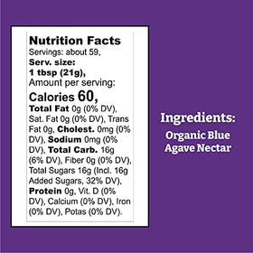 Wholesome FT Organic Blue Agave Nectar label with organic certification visible.