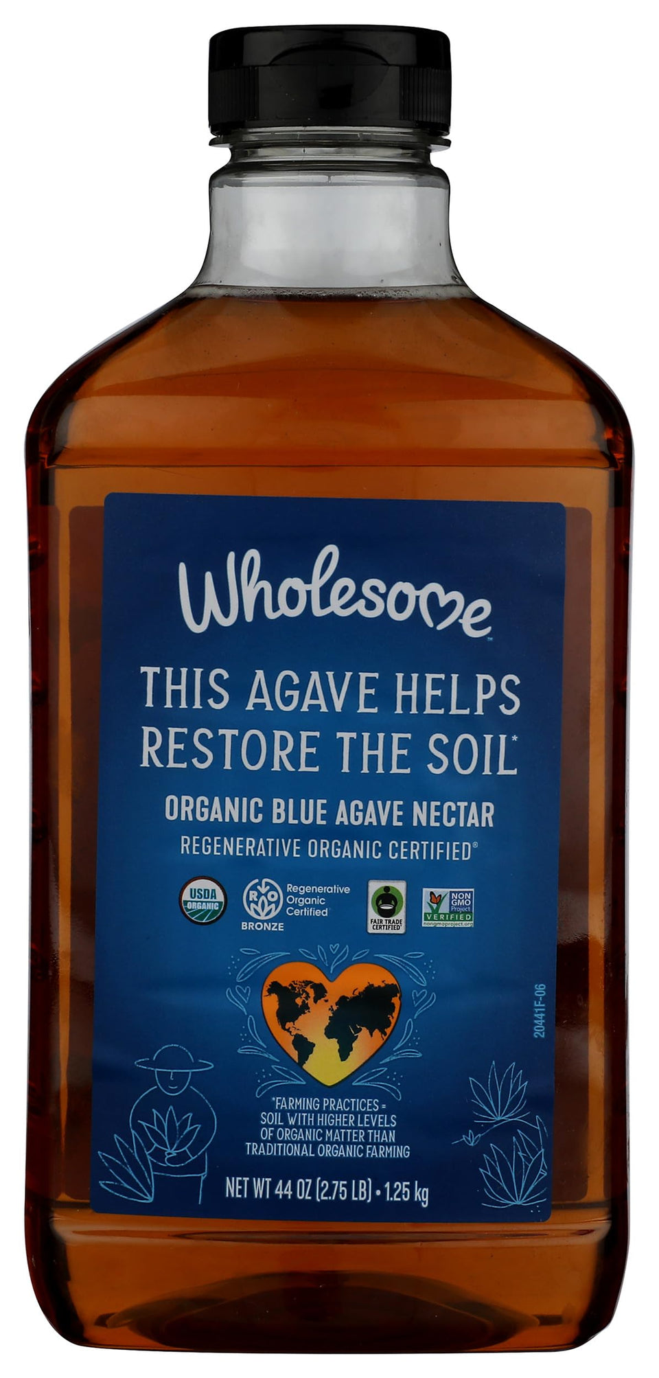 Wholesome Blue Agave syrup bottle pour for coffee and tea, with smooth sweetness