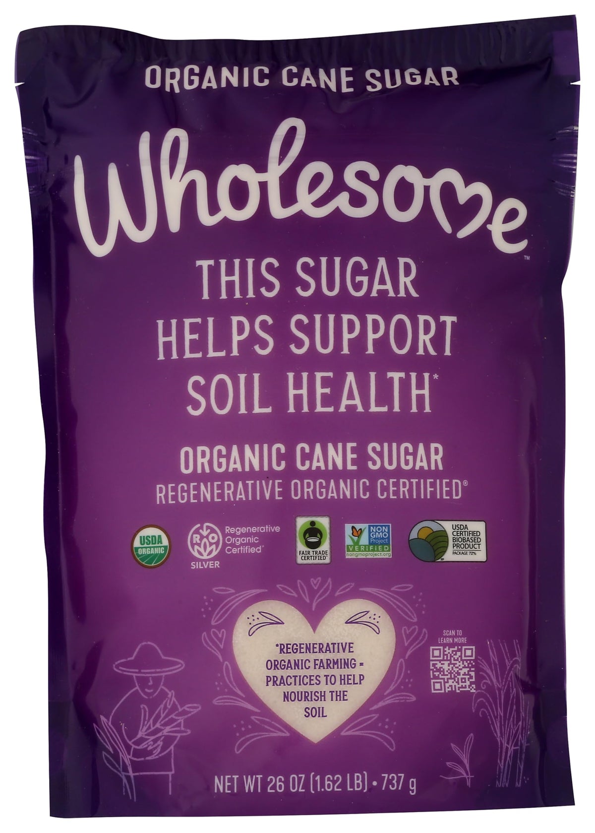 Wholesome Cane Sugar bottle pour highlights easy baking and everyday sweetness.