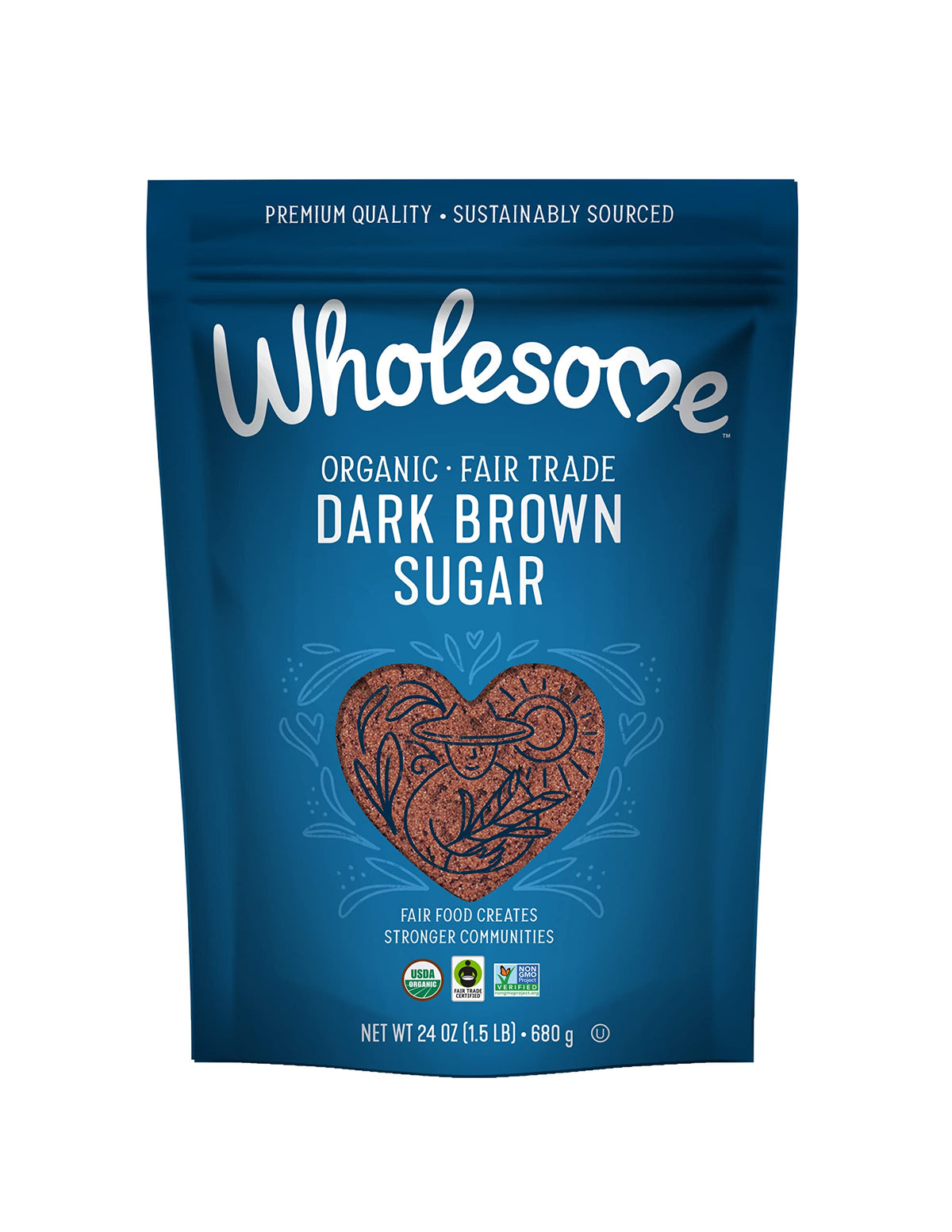 Wholesome dark brown sugar bag 24oz ready for baking and cooking