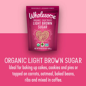 Wholesome Organic Light Brown Sugar baking bowl scene showing soft texture.
