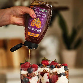 Wholesome Organic Raw Honey bottle pour for smooth drizzle