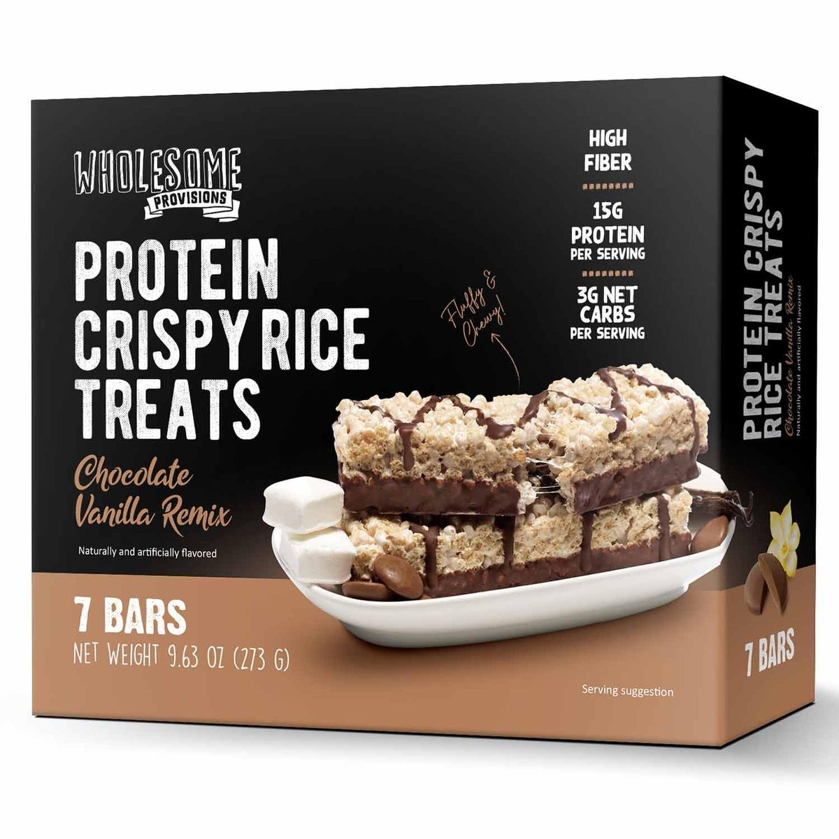 Wholesome Provisions Protein Crispy Rice Treats packaging for on-the-go snacking