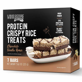 Wholesome Provisions Protein Crispy Rice Treats packaging for on-the-go snacking