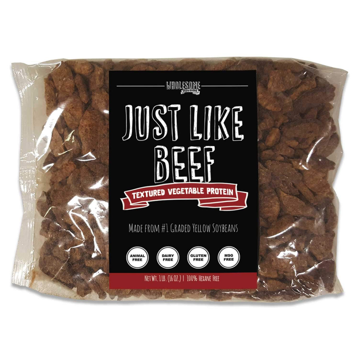 Wholesome Provisions textured vegetable protein package front showing versatile vegan protein for meals