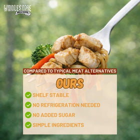 Wholesome Provisions TVP in a pasta dish shows versatile protein.