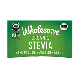 Wholesome Stevia packets with organic erythritol for sugar-free coffee and tea.