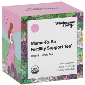 Wholesome Story Organic Fertility Tea sachet pack ready to brew for a soothing ritual