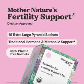 Wholesome Story Organic Fertility Tea with red raspberry leaf promotes gentle daily balance