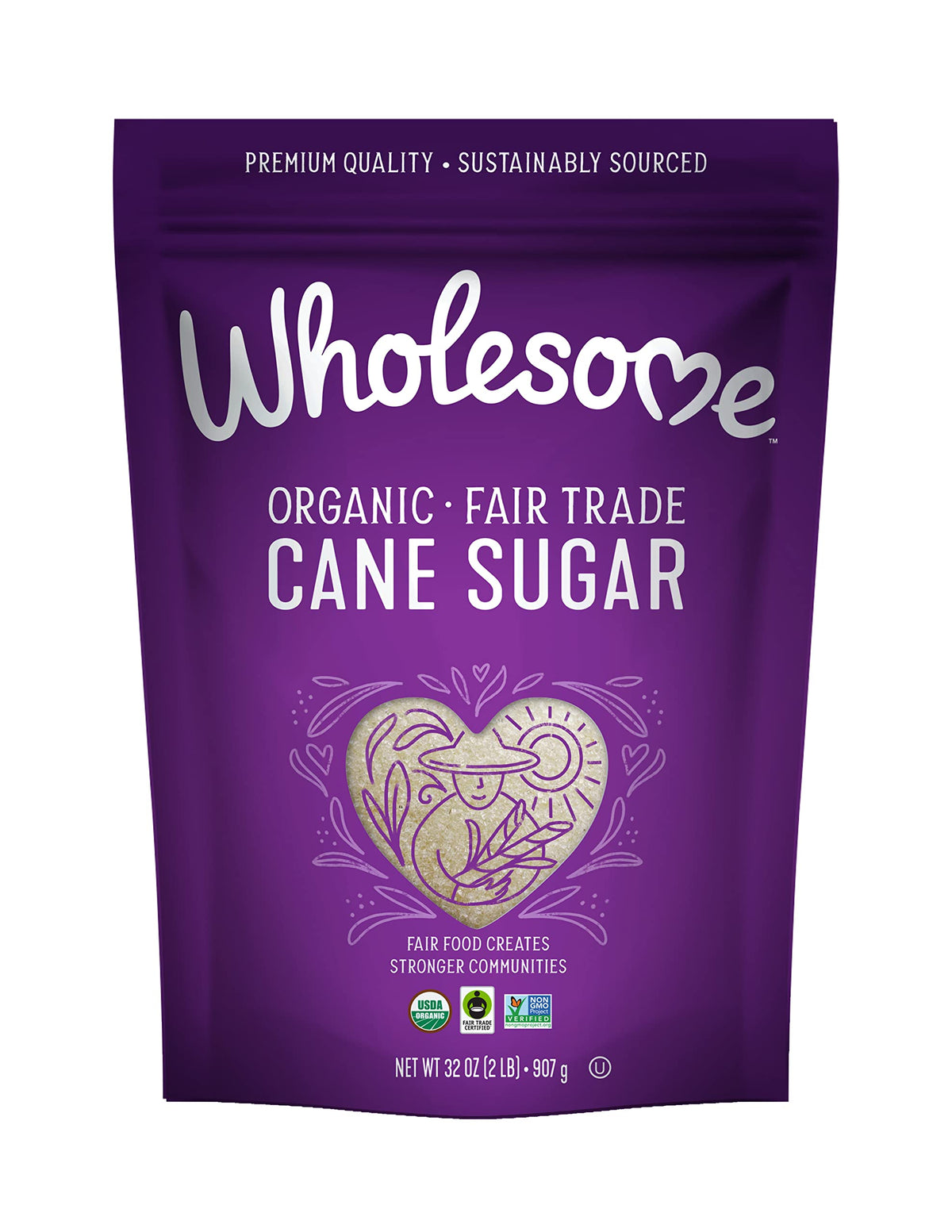 Wholesome Organic Cane Sugar 32oz pack for baking and everyday sweetening.