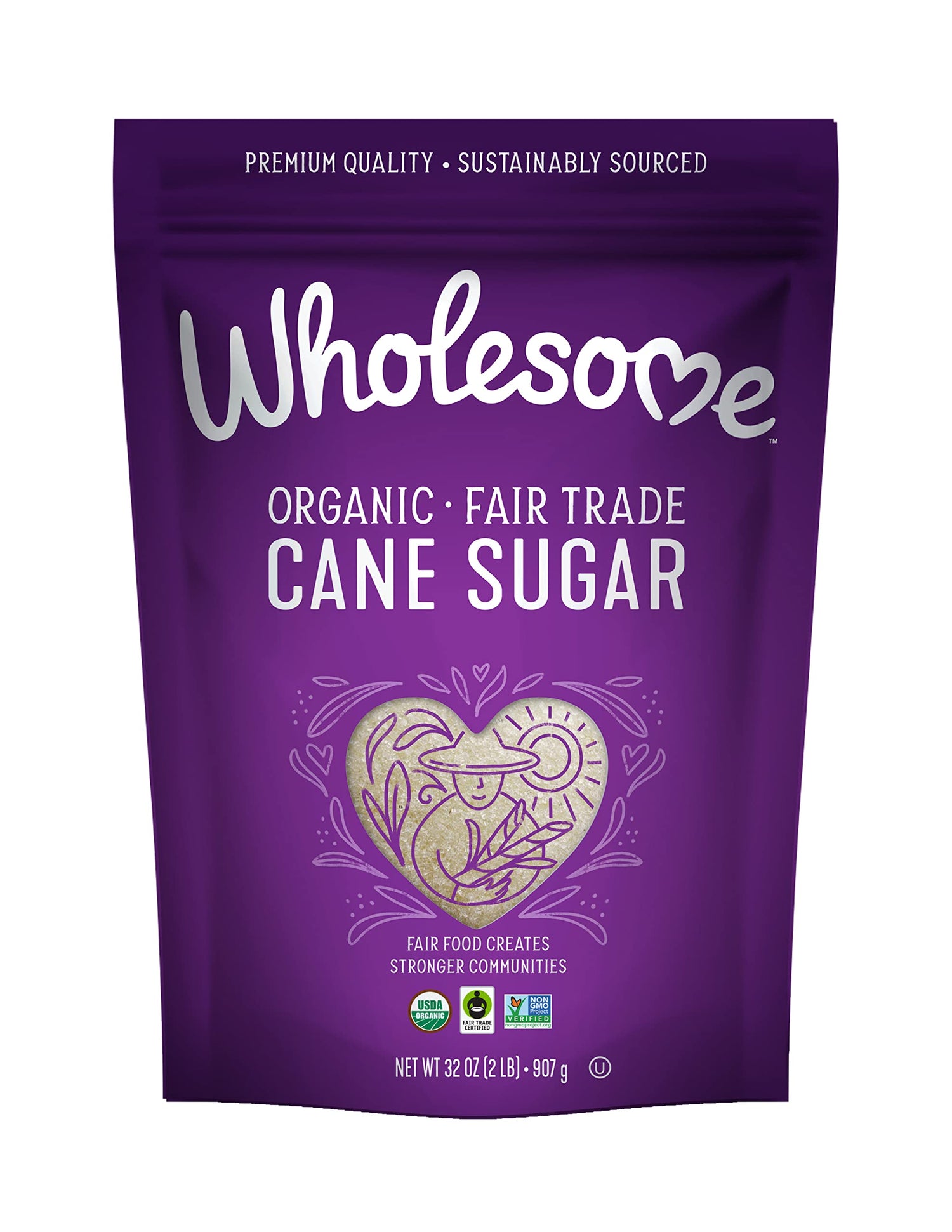 Wholesome Organic Cane Sugar 32oz pack for baking and everyday sweetening.