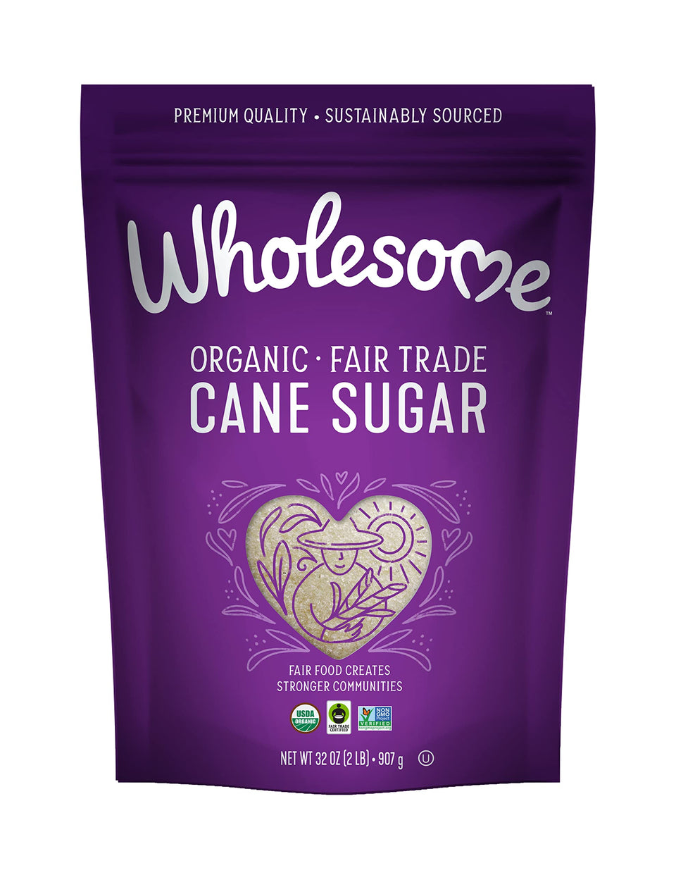 Wholesome Organic Cane Sugar 32oz pack for baking and everyday sweetening.