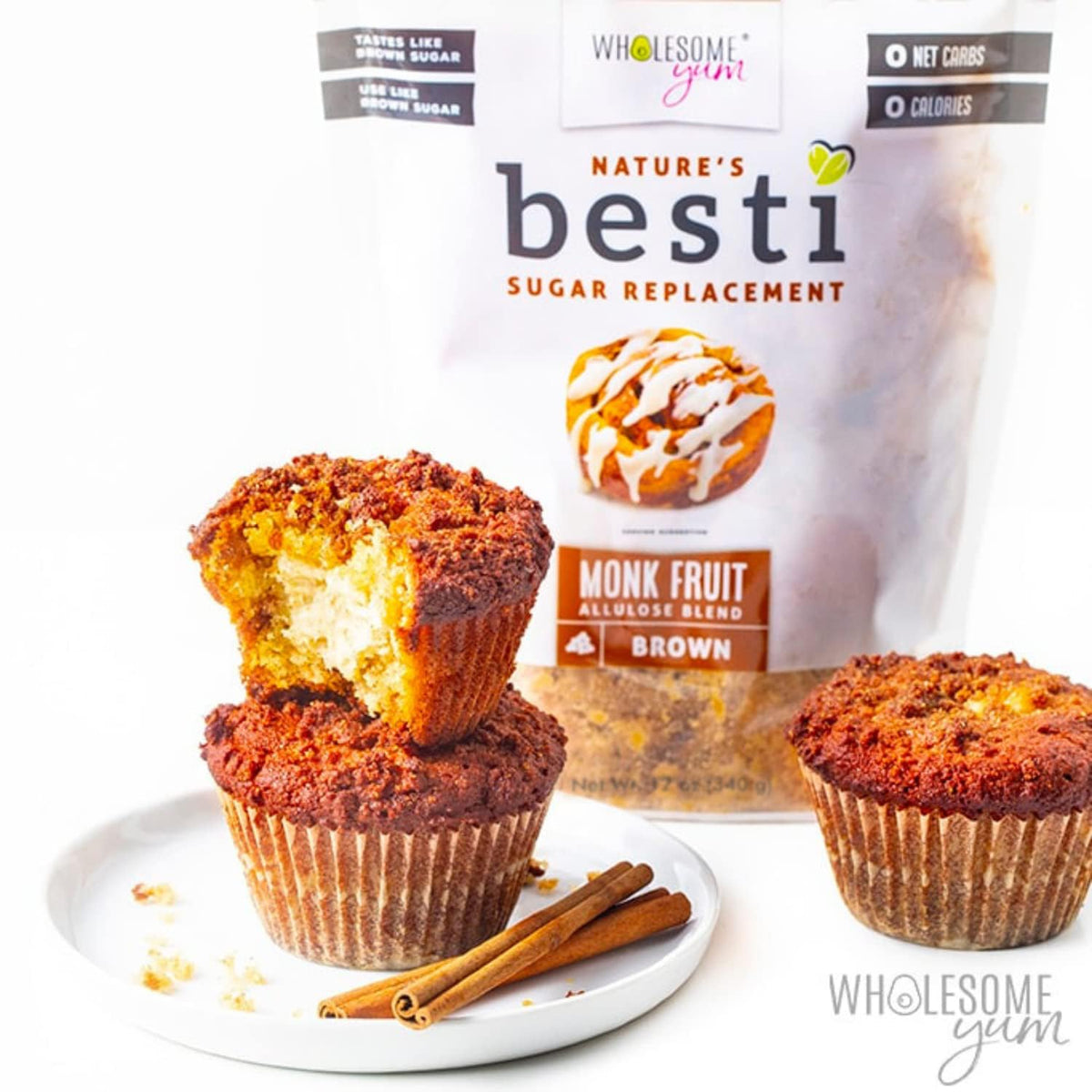 Wholesome Yum Besti baking tray with cookies suggests moist flavorful results