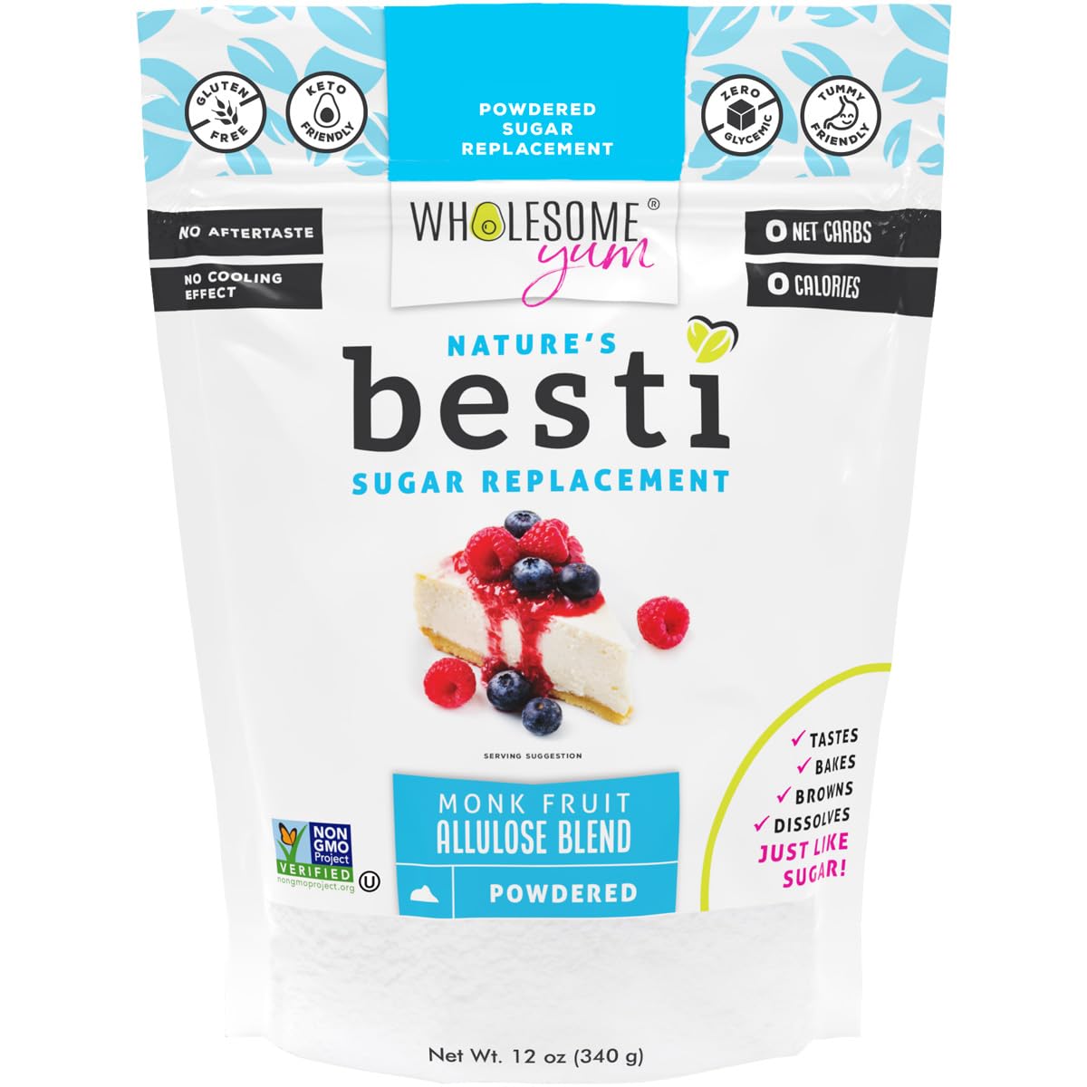 Wholesome Yum Besti powdered sugar bottle for sugar-free baking.