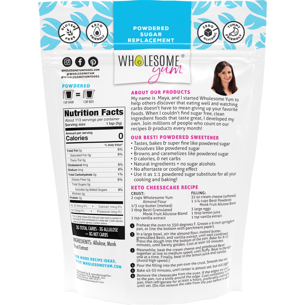 Wholesome Yum Besti powdered sugar scoop for precise measurement.