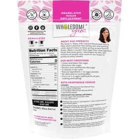 Wholesome Yum Besti scoop highlights granulated texture for cup-for-cup sugar replacement.
