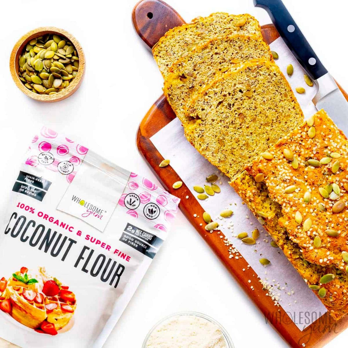Wholesome Yum organic-label image featuring non-GMO and organic certification for clean ingredients.
