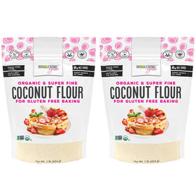 Wholesome Yum coconut flour pack-2 shown, a convenient gluten-free pantry staple for keto baking.