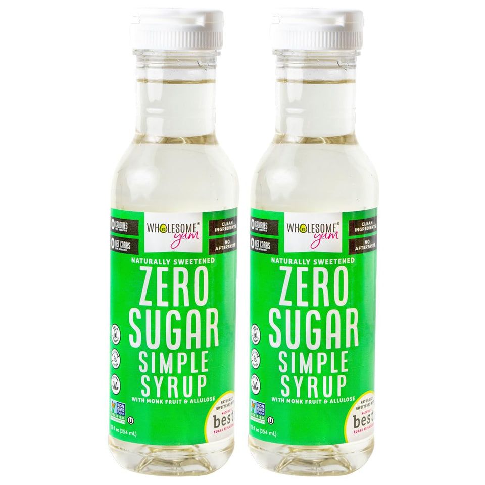 Wholesome Yum Keto Simple Syrup bottle front view for zero-calorie beverages.