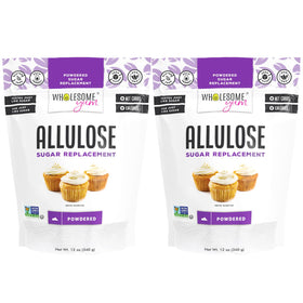 Wholesome Yum powdered allulose sweetener bottle pour for zero-calorie sweetening on the go