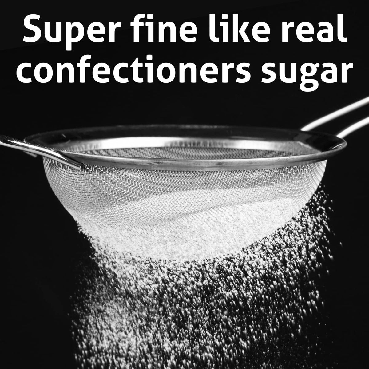Wholesome Yum Powdered Allulose Sweetener sprinkle serves as a sugar substitute for desserts.