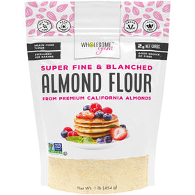 Wholesome Yum almond flour bag with ultra-fine grind for light baked goods.
