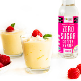 Wholesome Yum Zero Sugar Coffee Syrup vanilla ingredients highlight monk fruit and allulose blend.