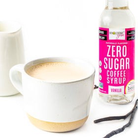 Wholesome Yum Zero Sugar Coffee Syrup vanilla pump shows easy daily use without sugar.