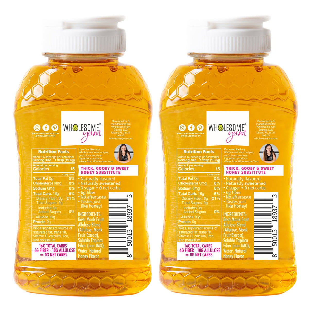 Bottle of Wholesome Yum honey substitute ideal for tea without sugar