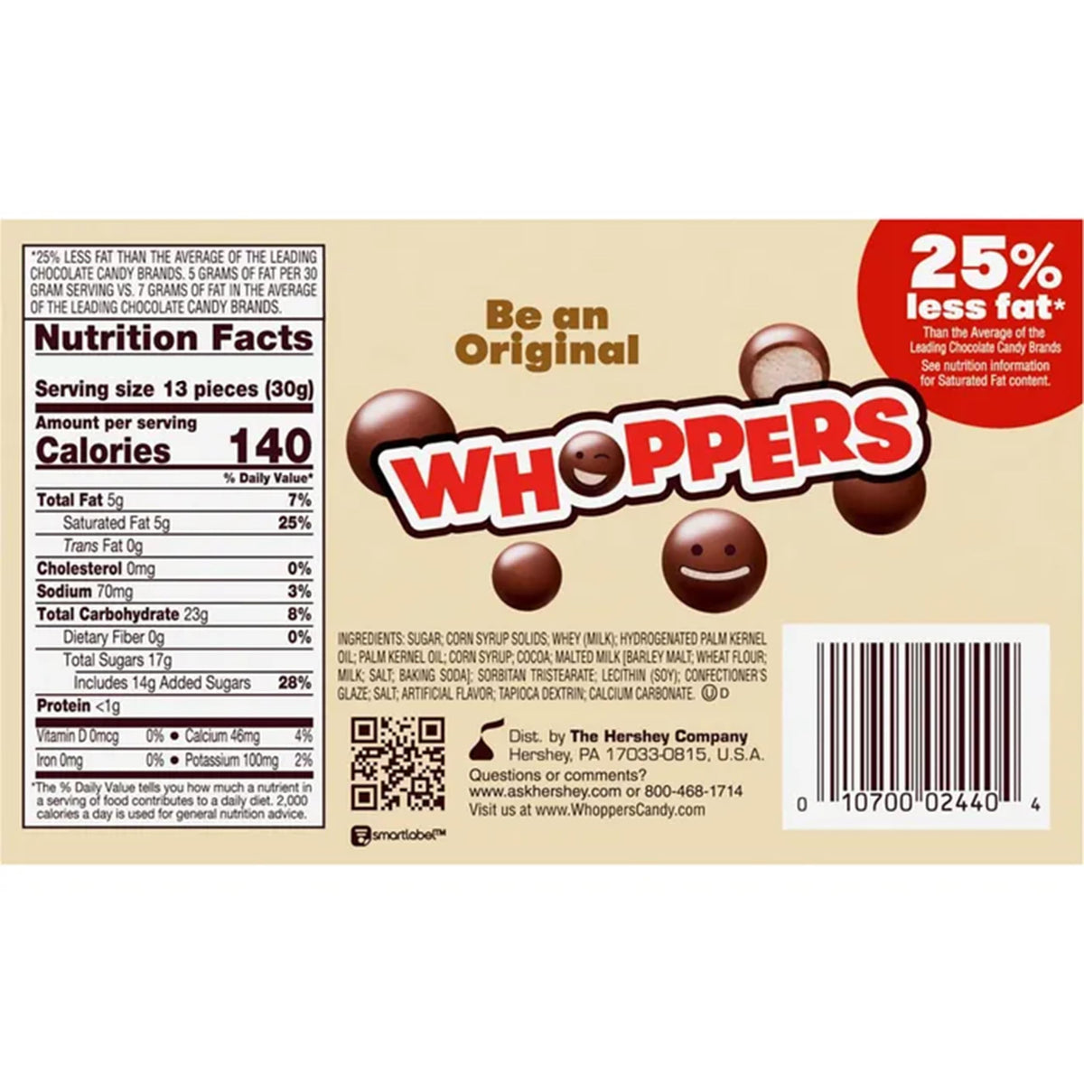 Whoppers dessert-bar decorating crunch, add texture to cupcakes and cookies.